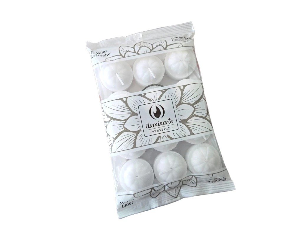 12 Velas de Hornillo Iluminarte BLANCAS