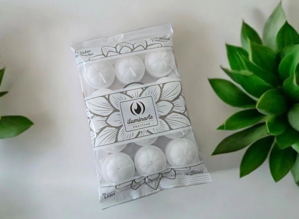 12 Velas de Hornillo Iluminarte BLANCAS